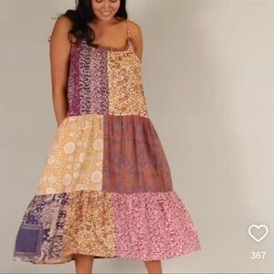 Natural Life Harley Patch Work Ruffle Midi Dress Size Medium